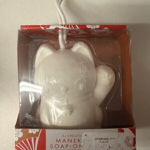 White Maneki Neko Soap-On-A-Rope